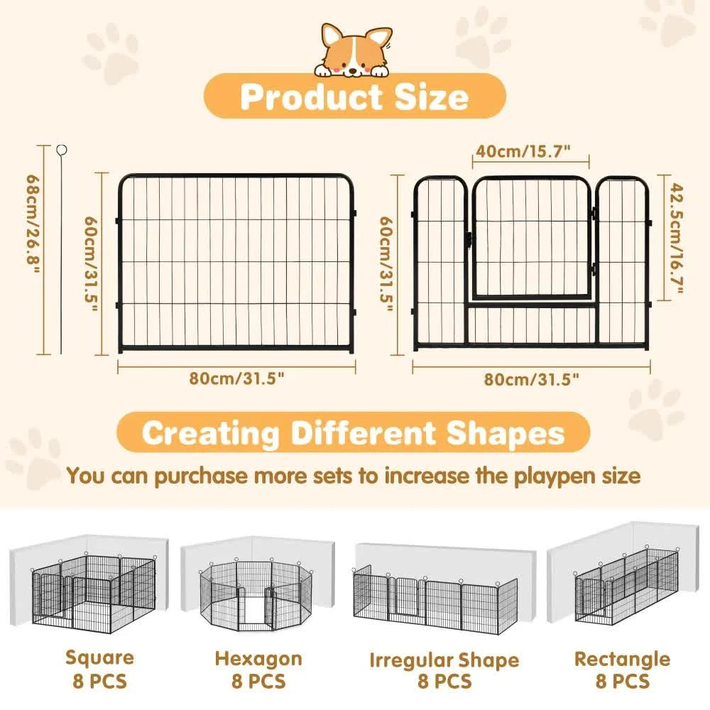 Pet Dog Playpen Puppy Exercise Cage Enclosure Fence Metal