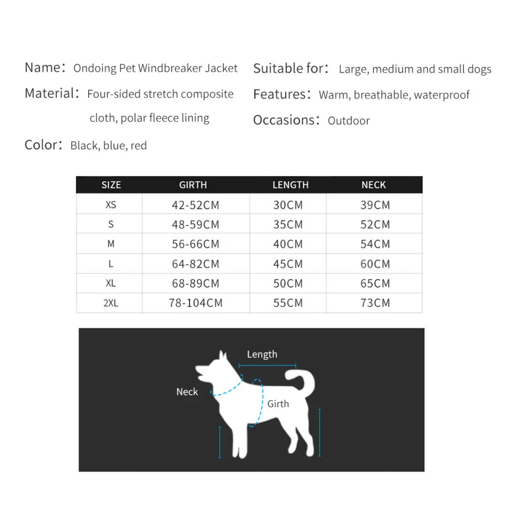 Pet Dog Raincoat Poncho Jacket - Windbreaker Waterproof