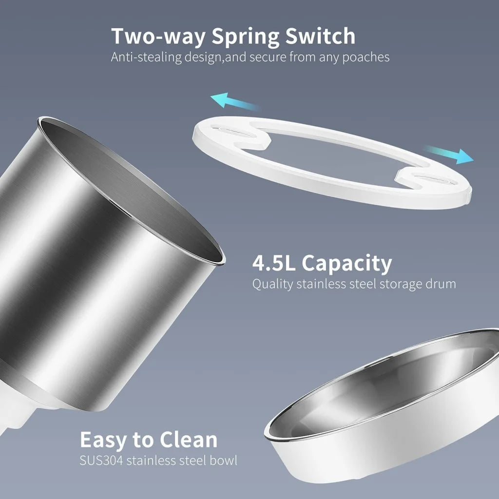 Pet Feeder Automatic Stainless Steel 4.5L for Dog Cat