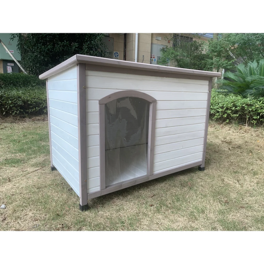 Pet Kennel L Timber Dog Puppy Wooden Cabin with Stripe
