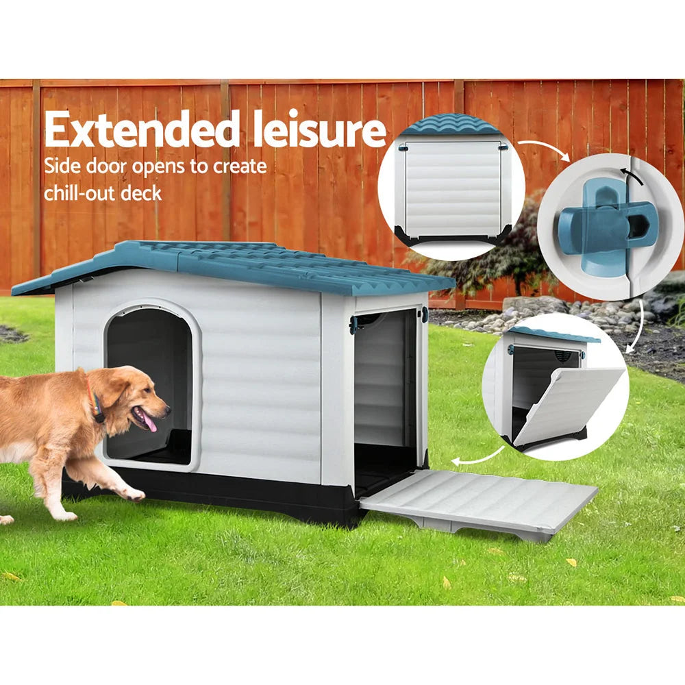 Pet Kennel Weatherproof Blue - Dog Supplies