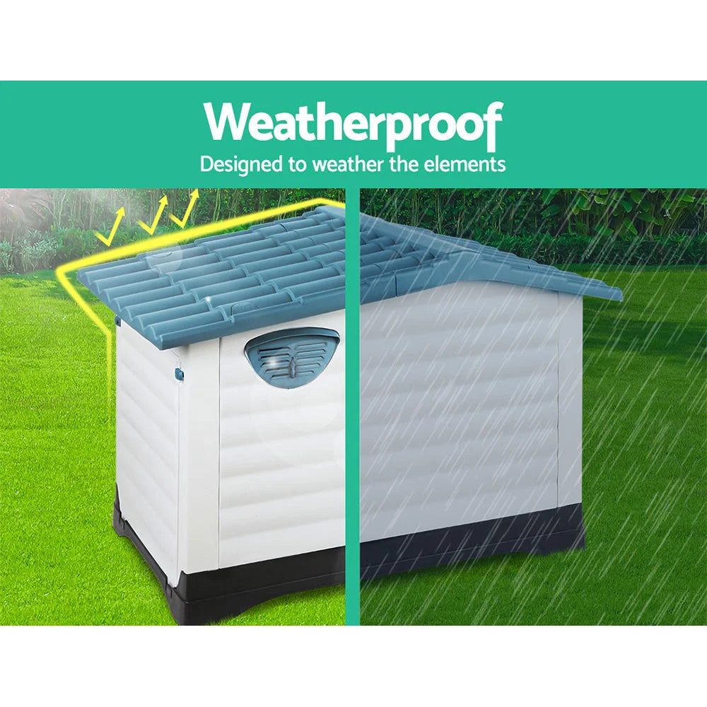 Pet Kennel Weatherproof Blue - Dog Supplies