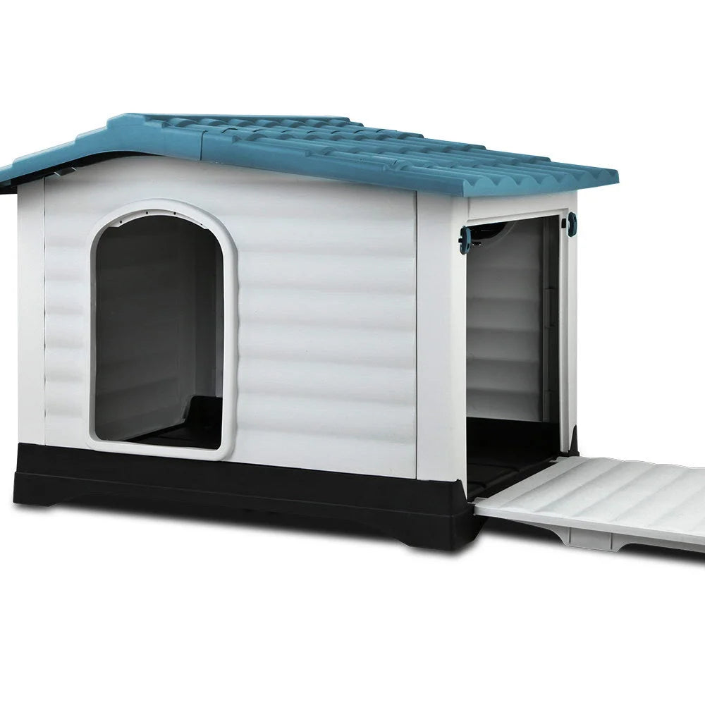 Blue dog kennel with pet weatherproof supplies i
