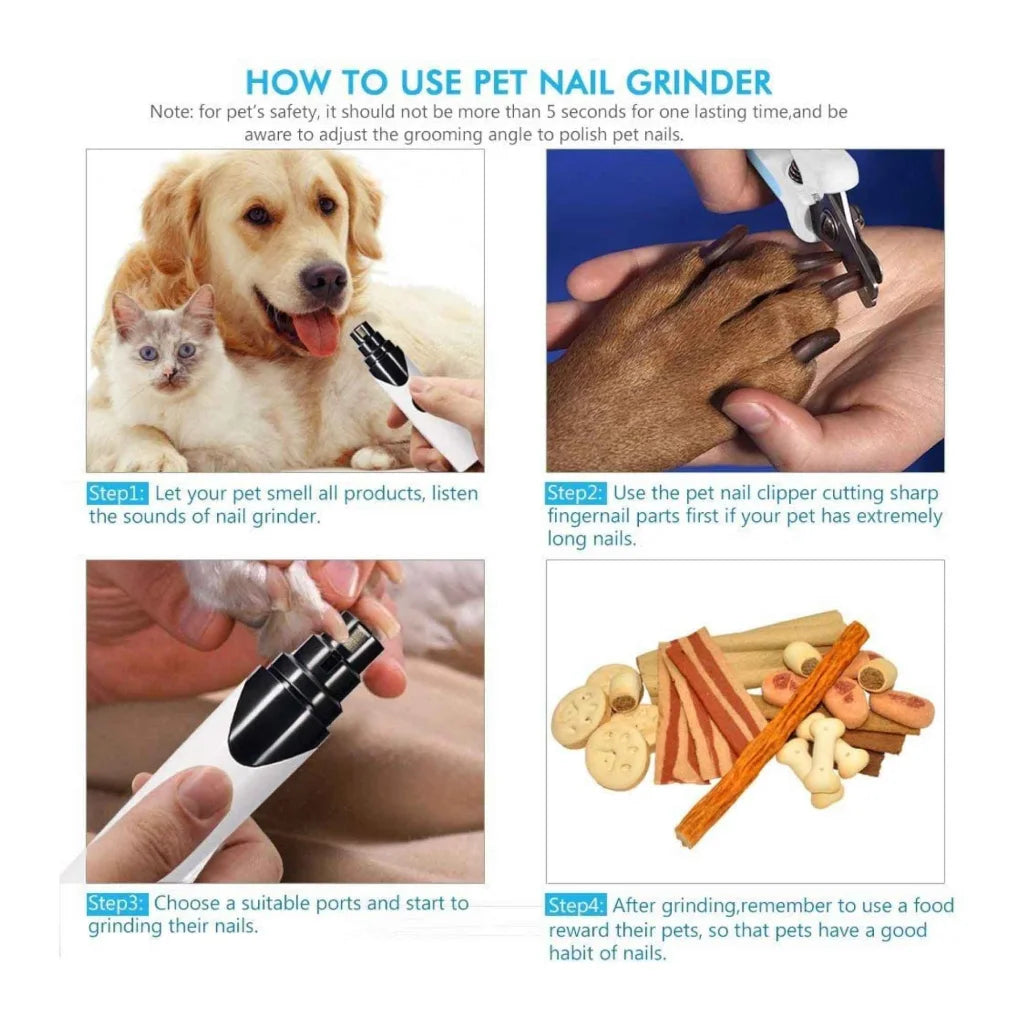 Pet Nail Grinder Dog Cat Trimmer Rechargeable Clipper Claw