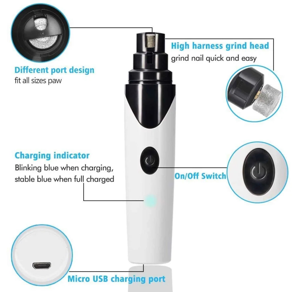 Pet Nail Grinder Dog Cat Trimmer Rechargeable Clipper Claw