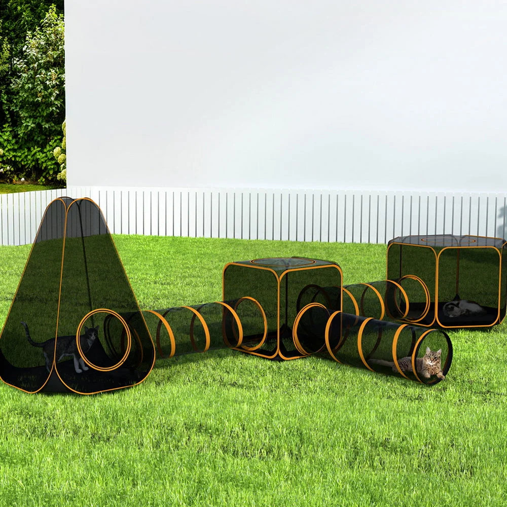 Pet playpen tent with key surfaces and edge shape