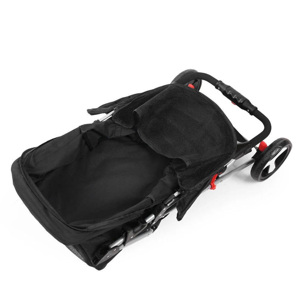 Pet Stroller 3-Wheel - Black - Cat Supplies