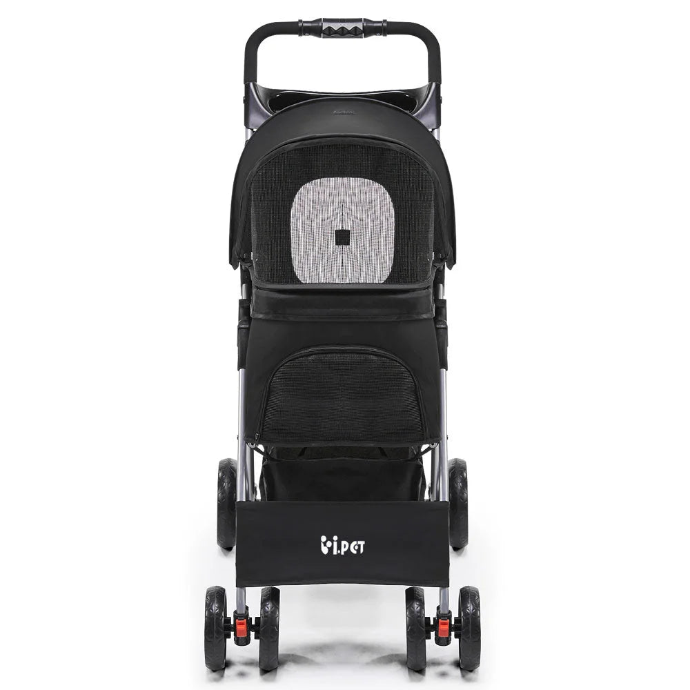 Pet Stroller 4-Wheel Black - Cat Supplies