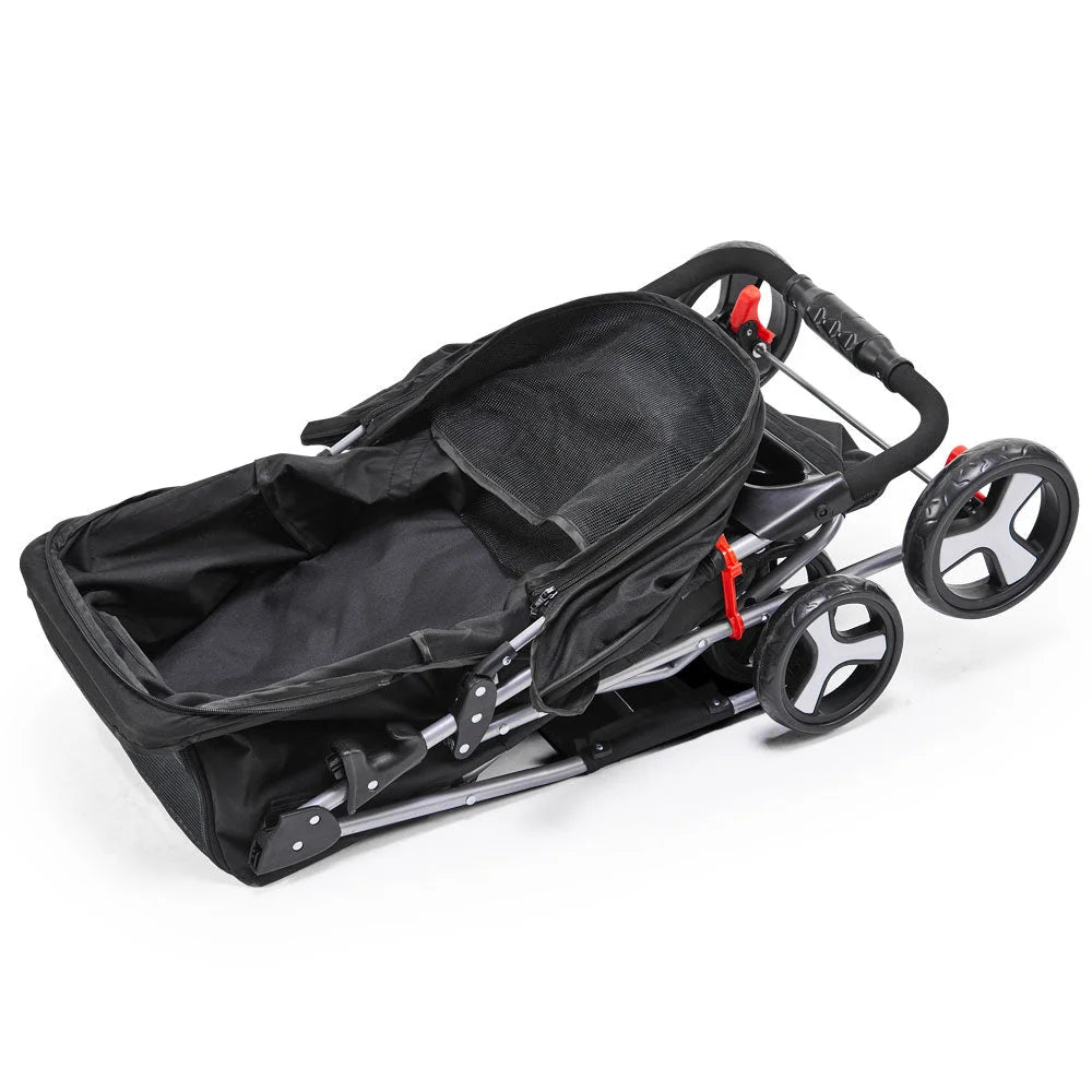 Pet Stroller 4-Wheel Black - Cat Supplies
