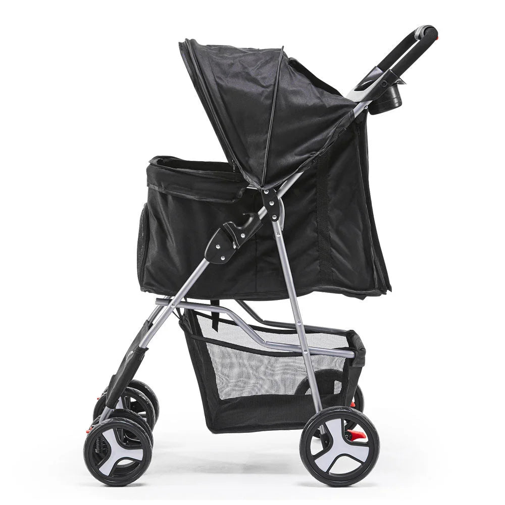 Pet Stroller 4-Wheel Black - Cat Supplies