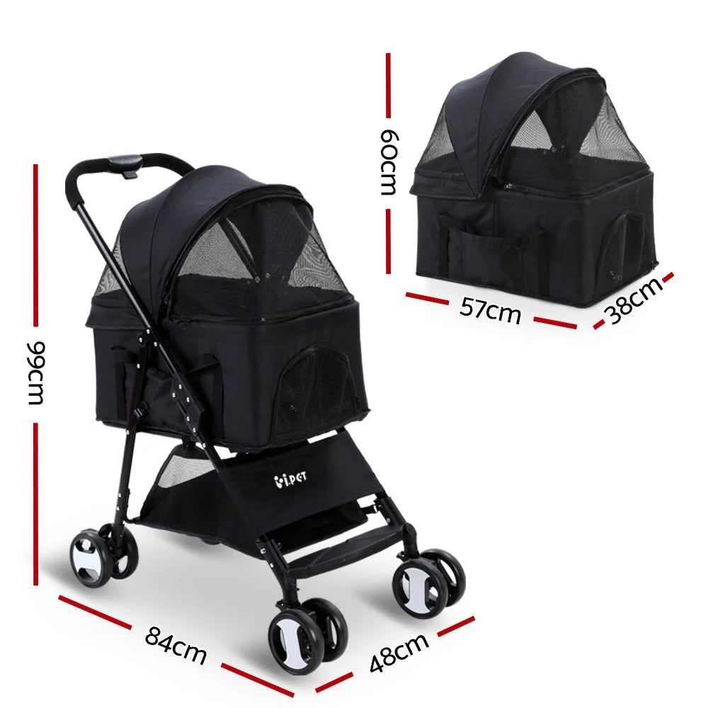 Pet Stroller Dog Carrier Foldable Pram 3-in-1 Middle Size