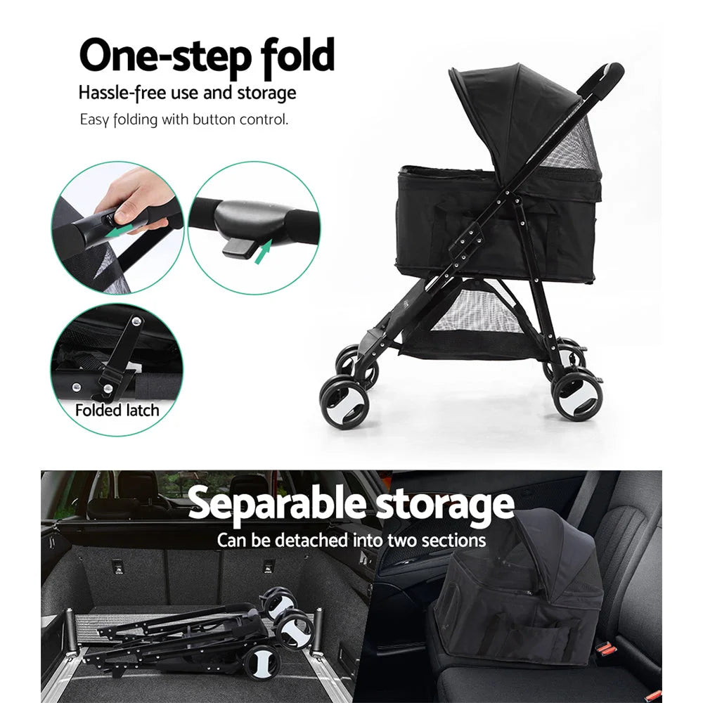 Pet Stroller Dog Carrier Foldable Pram 3-in-1 Middle Size