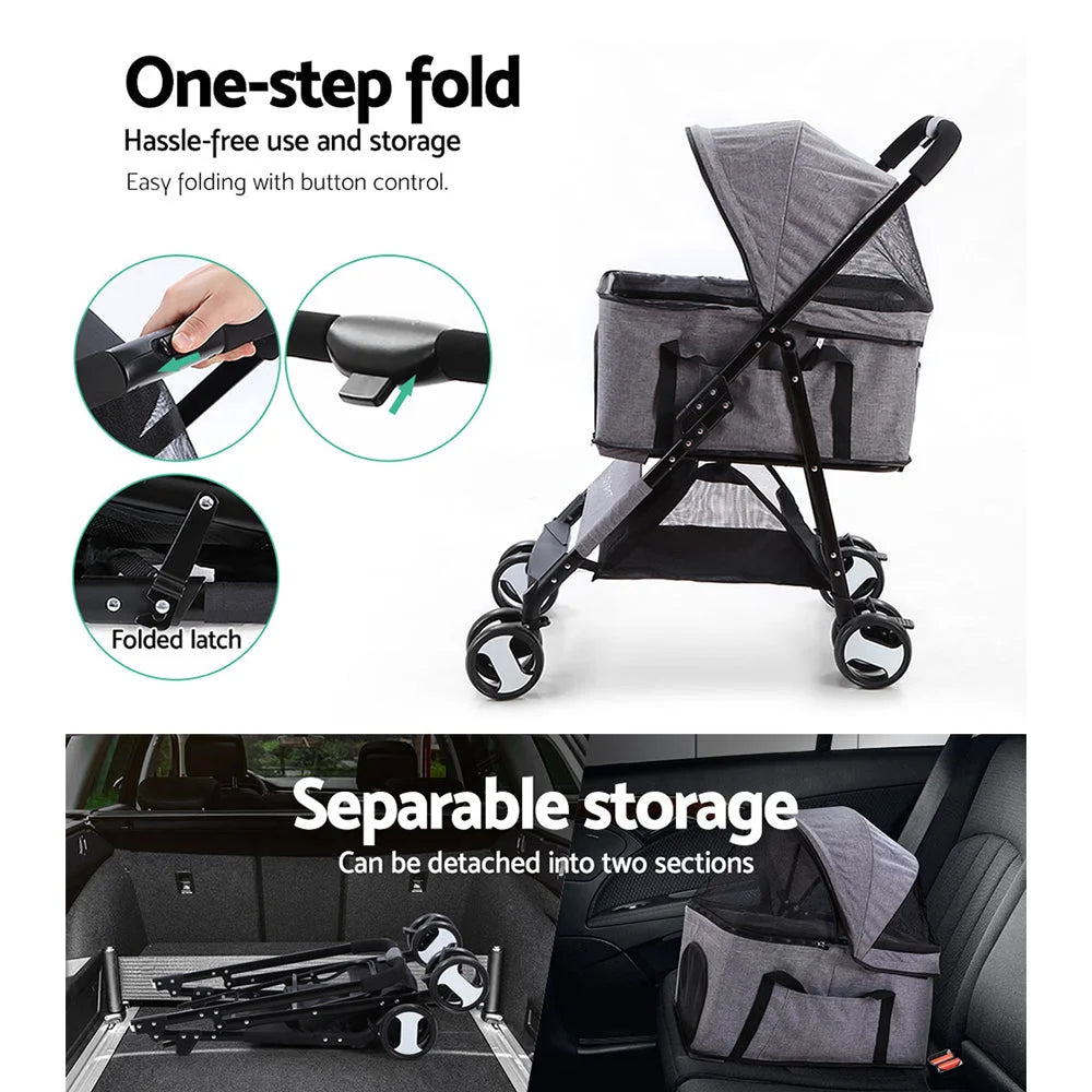 Pet Stroller Dog Carrier Foldable Pram 3 IN 1 Middle Size