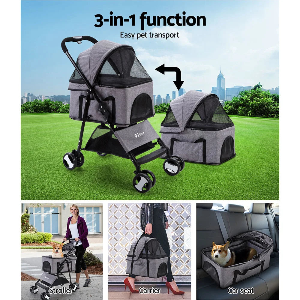Pet Stroller Dog Carrier Foldable Pram 3 IN 1 Middle Size