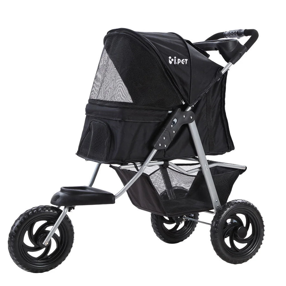 Pet Stroller Dog Carrier Foldable Pram Large Black - Cat