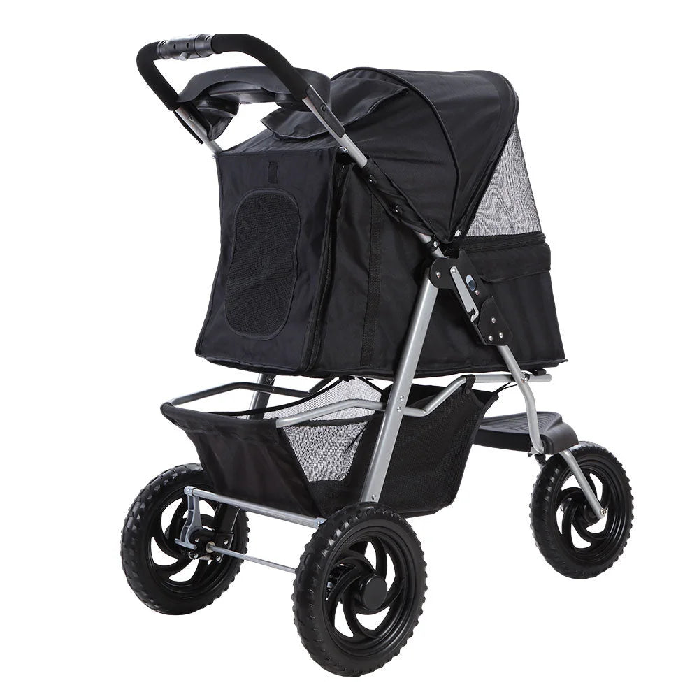 Pet Stroller Dog Carrier Foldable Pram Large Black - Cat