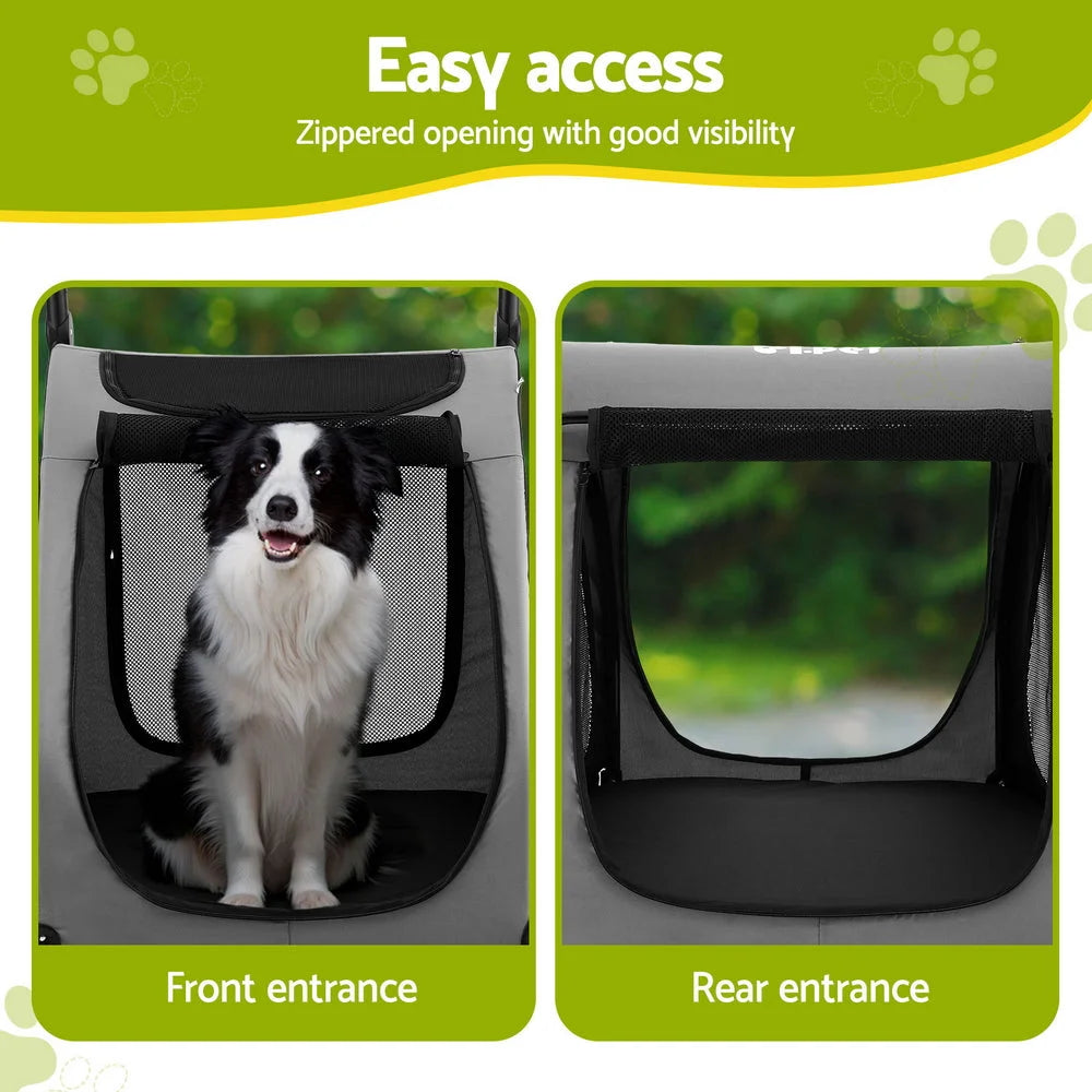 Pet stroller dog with colour matched pieces and support fittings