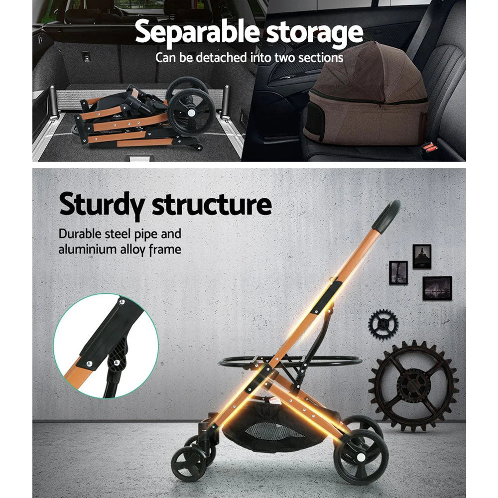 Pet Stroller Dog Pram Large Cat Carrier Travel Foldable 4