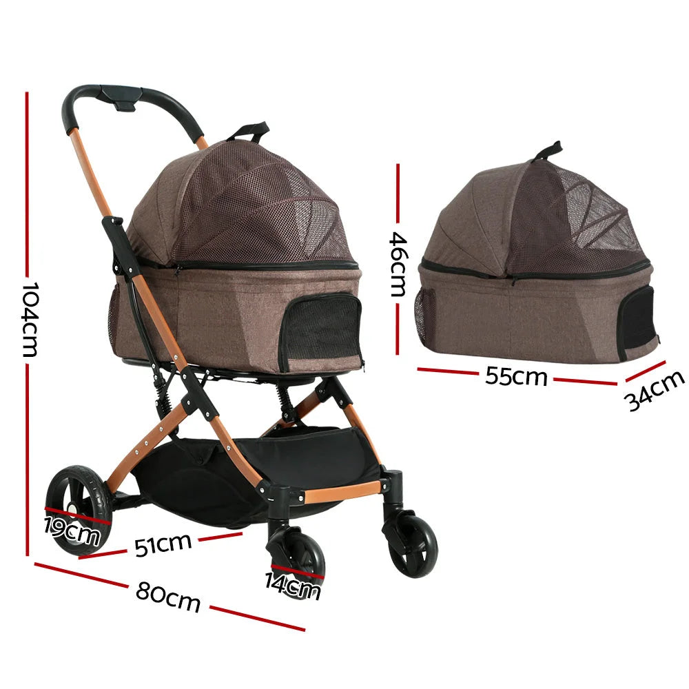 Pet Stroller Dog Pram Large Cat Carrier Travel Foldable 4