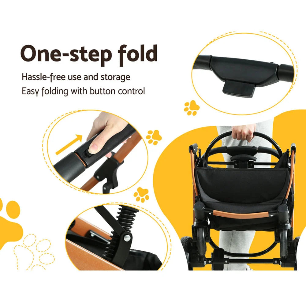 Pet Stroller Dog Pram Large Cat Carrier Travel Foldable 4