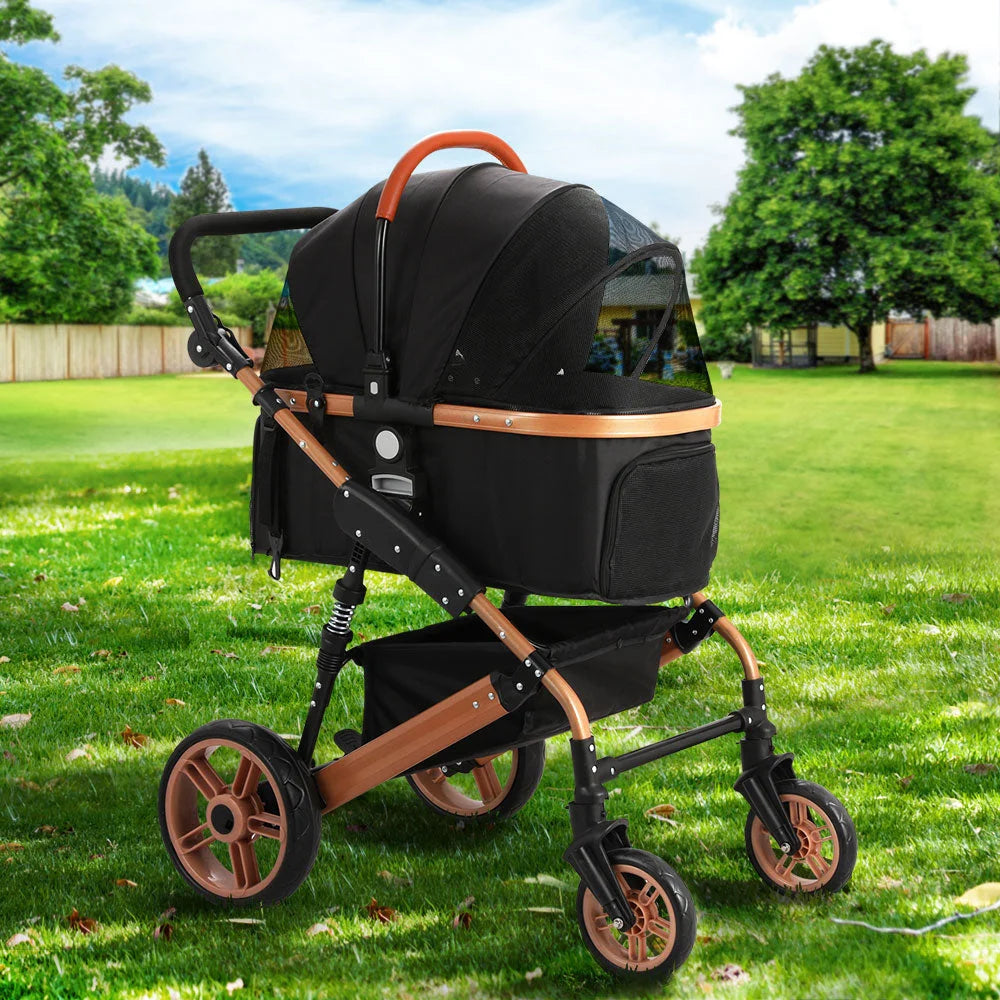 Pet Stroller Dog Pram Large Cat Carrier Travel Foldable