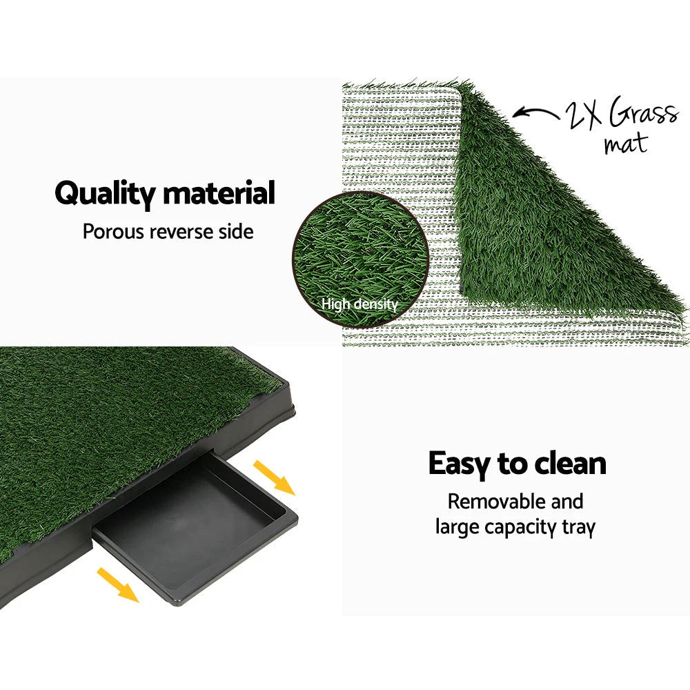 Dog Potty Toilet Large Portable Tray Grass 2 Mats Pet Training Pad