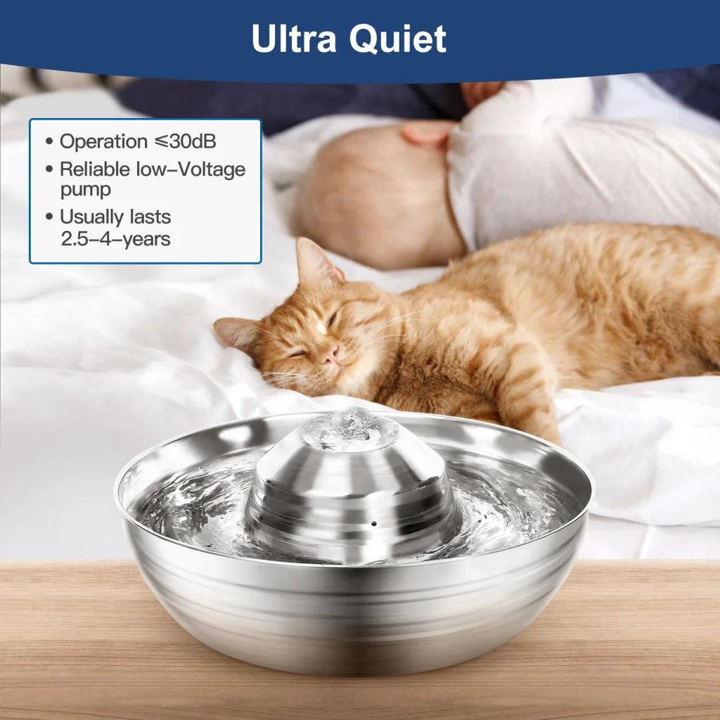 Pet Water Fountain 2L Automatic Dog Cat Stainless Steel