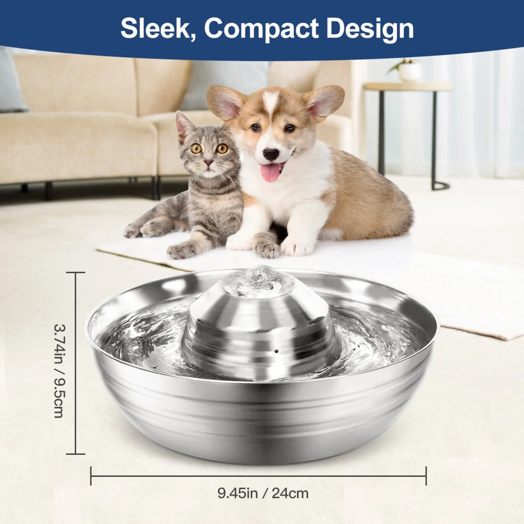 Pet Water Fountain 2L Automatic Dog Cat Stainless Steel