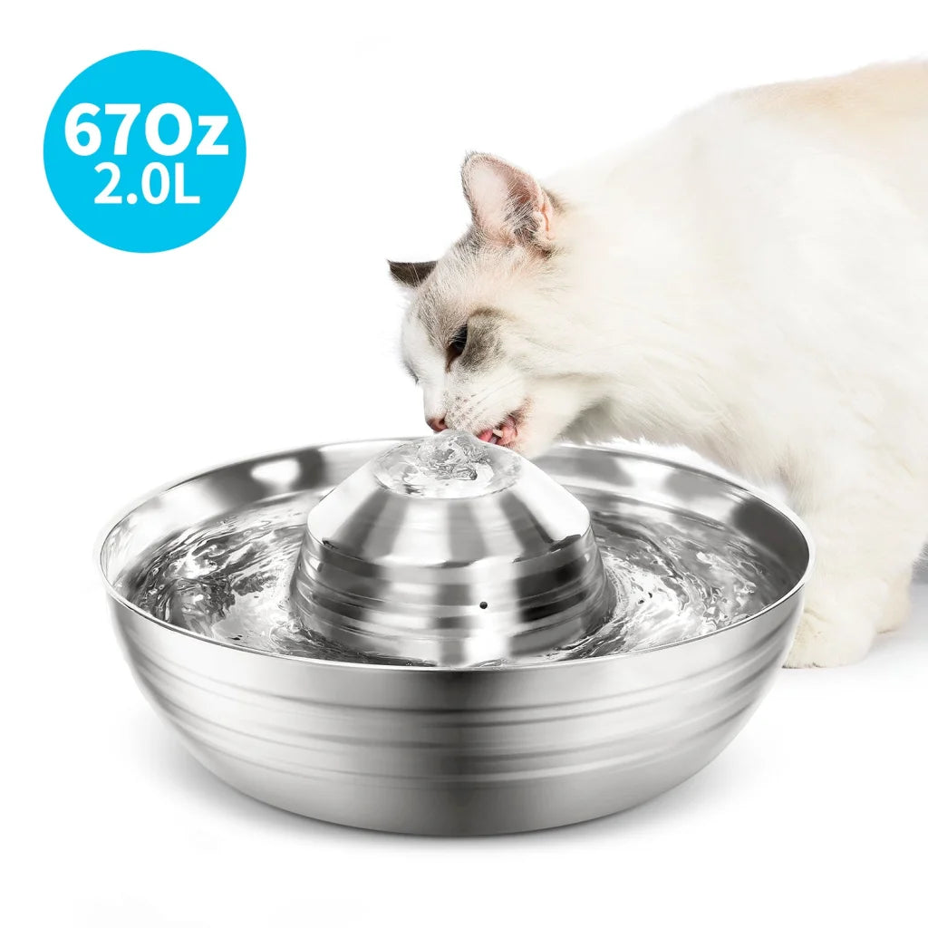 Pet Water Fountain 2L Automatic Dog Cat Stainless Steel