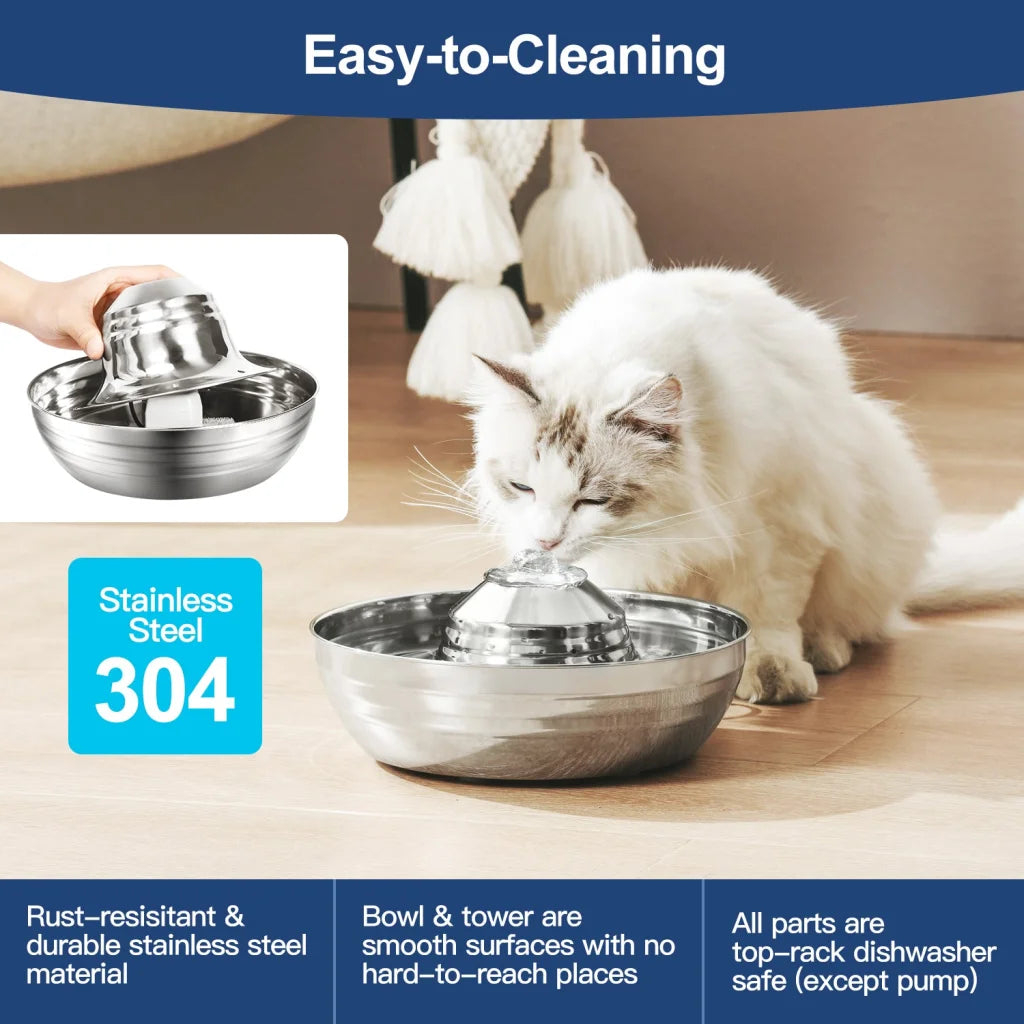 Pet Water Fountain 2L Automatic Dog Cat Stainless Steel
