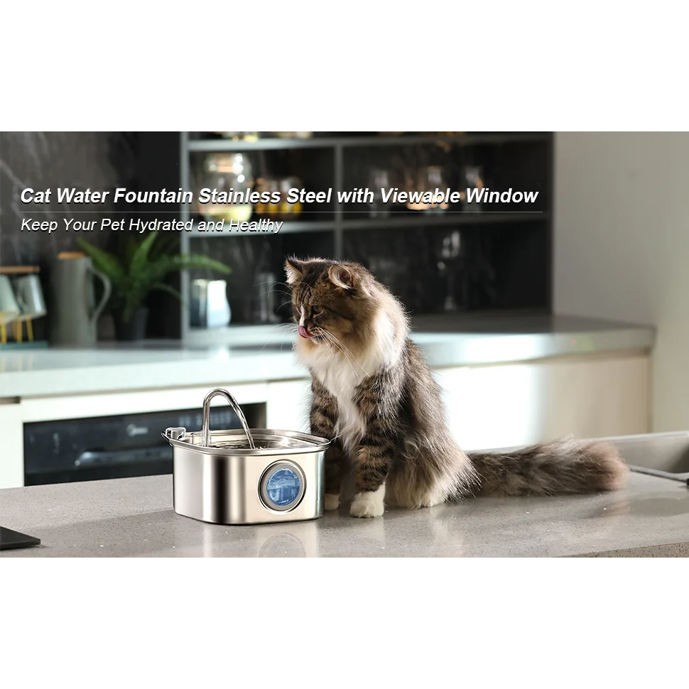 Pet Water Fountain 3.2L Automatic Dog Cat Stainless Steel