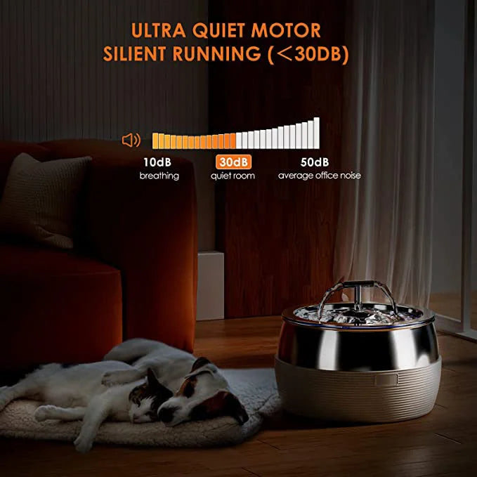 Pet Water Fountain Automatic 3L Stainless Steel Feeder Dog