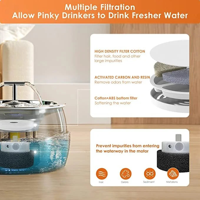 Pet Water Fountain Automatic 3L Stainless Steel Feeder Dog