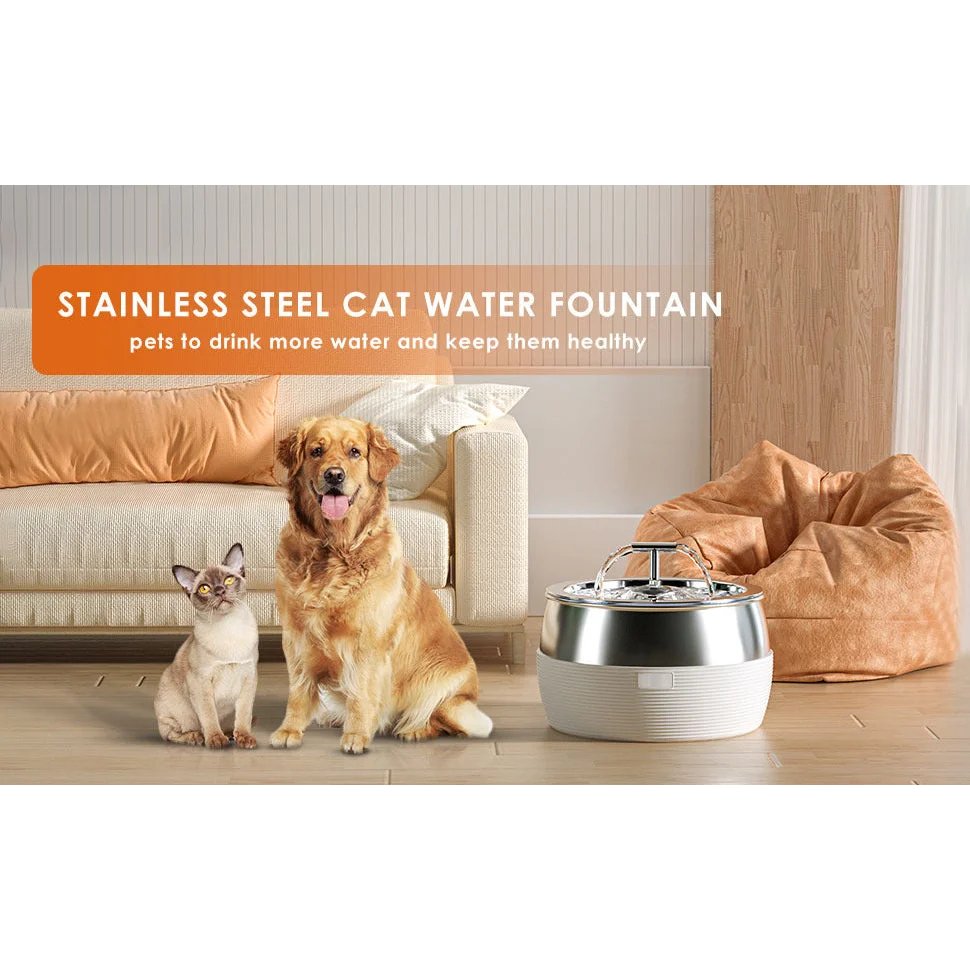 Pet Water Fountain Automatic 3L Stainless Steel Feeder Dog