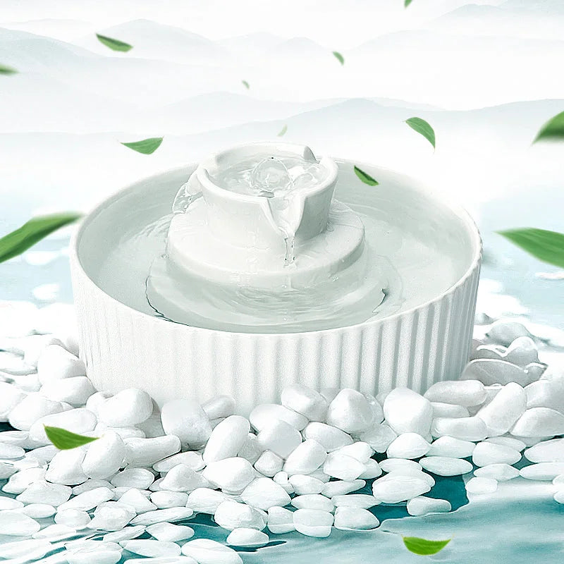 Pet Water Fountain Ceramic Dog Cat Water Feeder Bowl