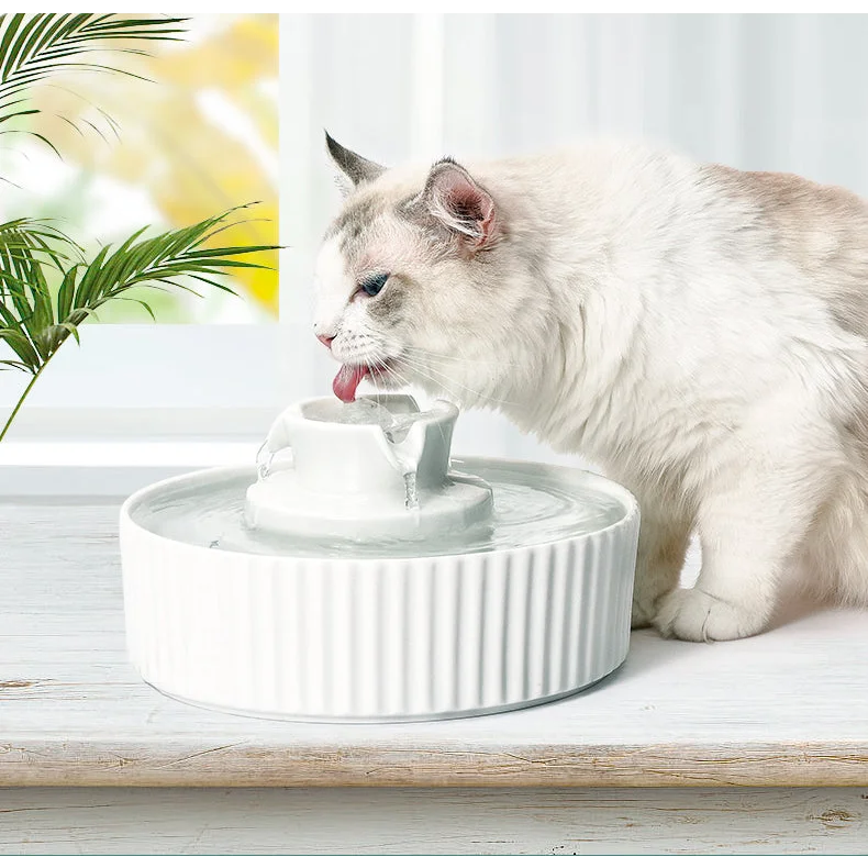 Pet Water Fountain Ceramic Dog Cat Water Feeder Bowl