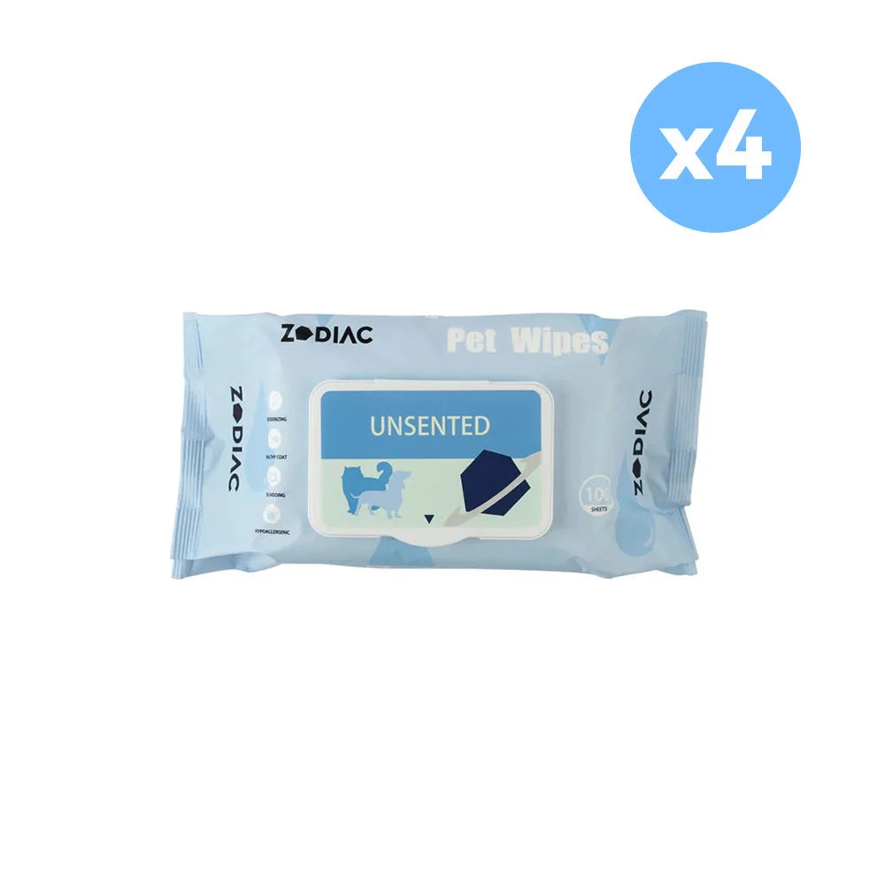Pet Wipes Unscented ZODIAC 100 Pcs/Bag X4 - Pet Care