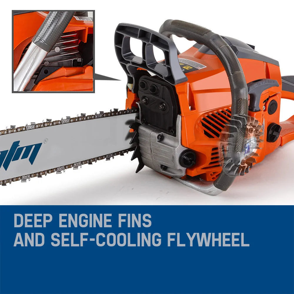 Petrol Commercial Chainsaw 20 Bar E-Start Tree Pruning