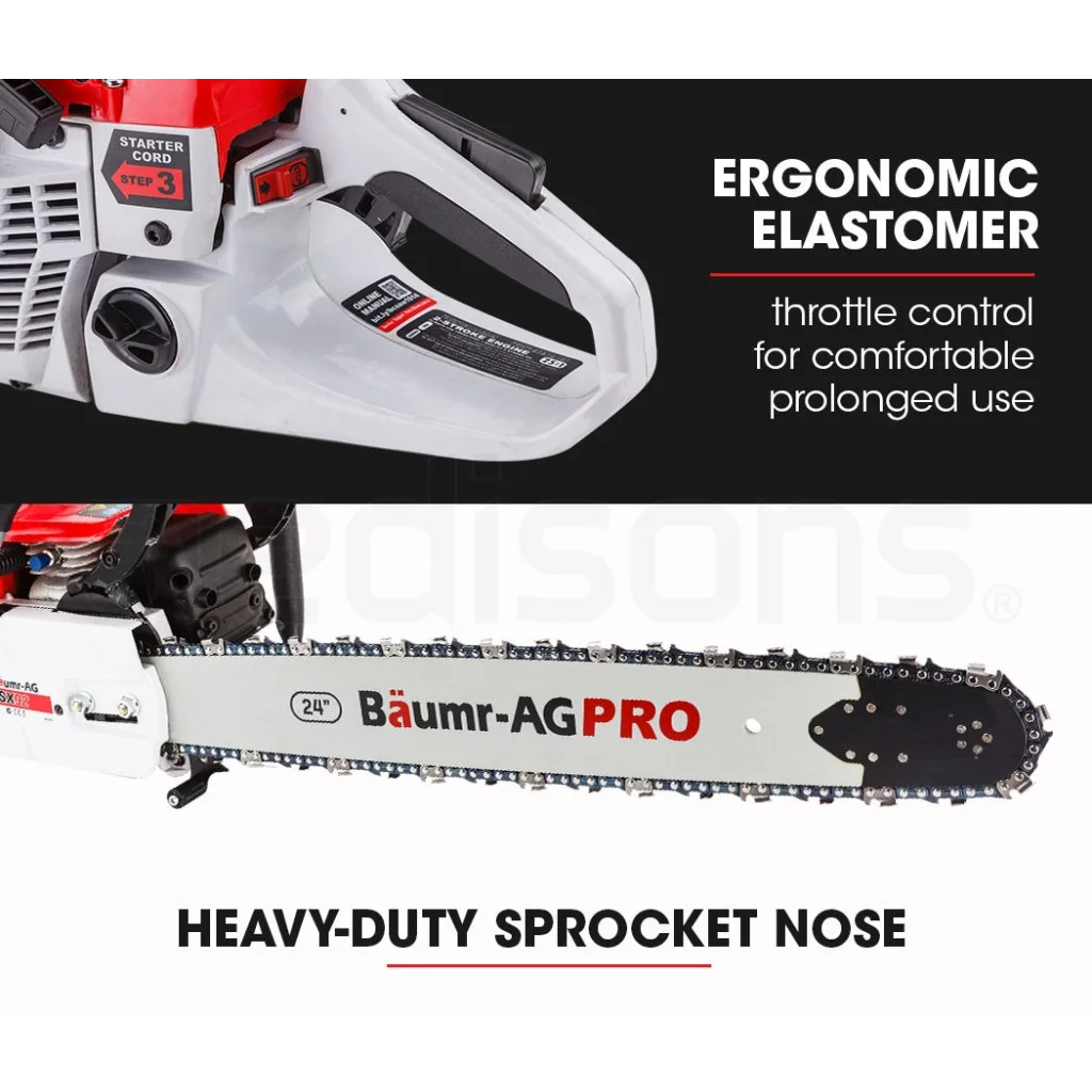 Petrol Commercial Chainsaw 24 Bar E-Start Chain Saw Top