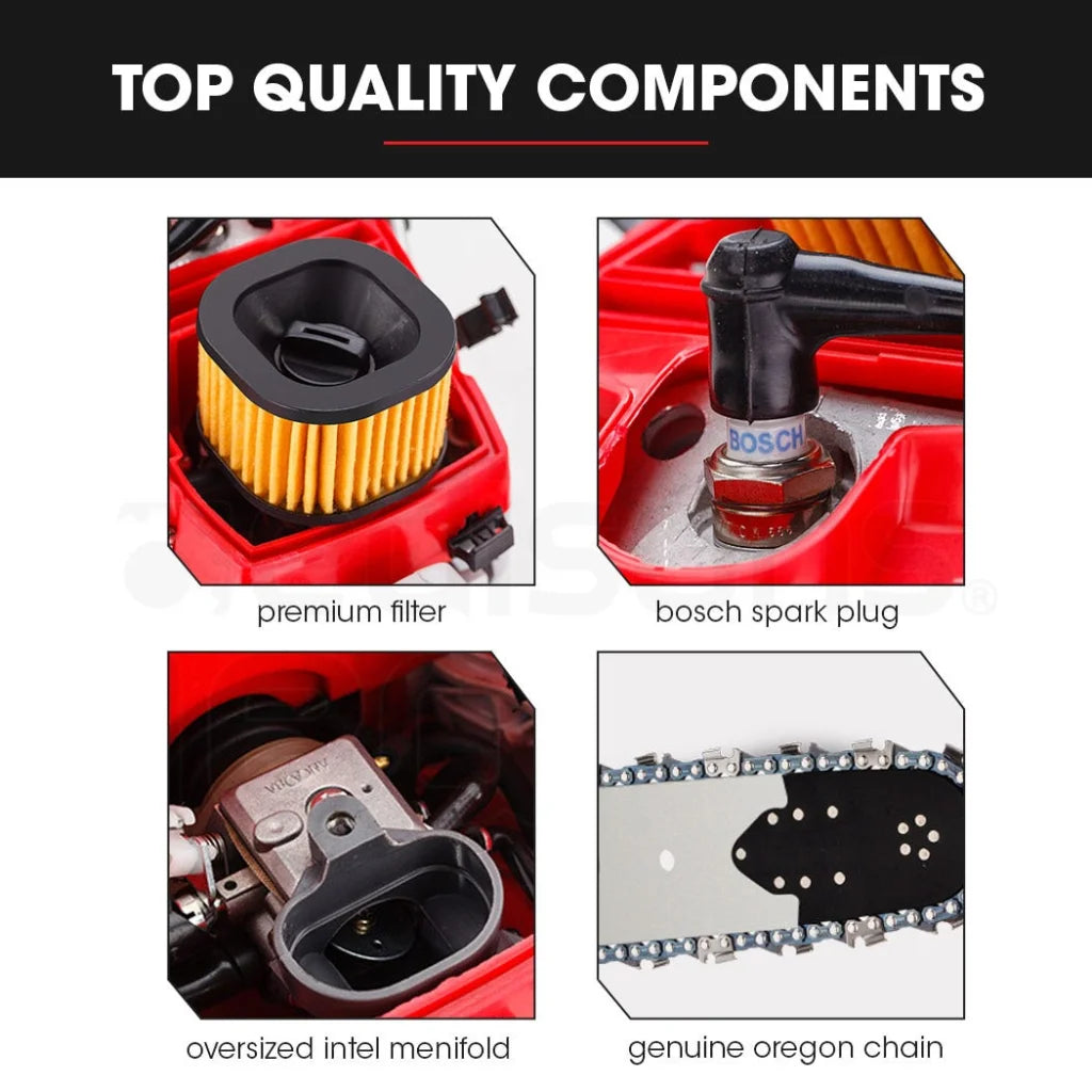 Petrol Commercial Chainsaw 24 Bar E-Start Chain Saw Top