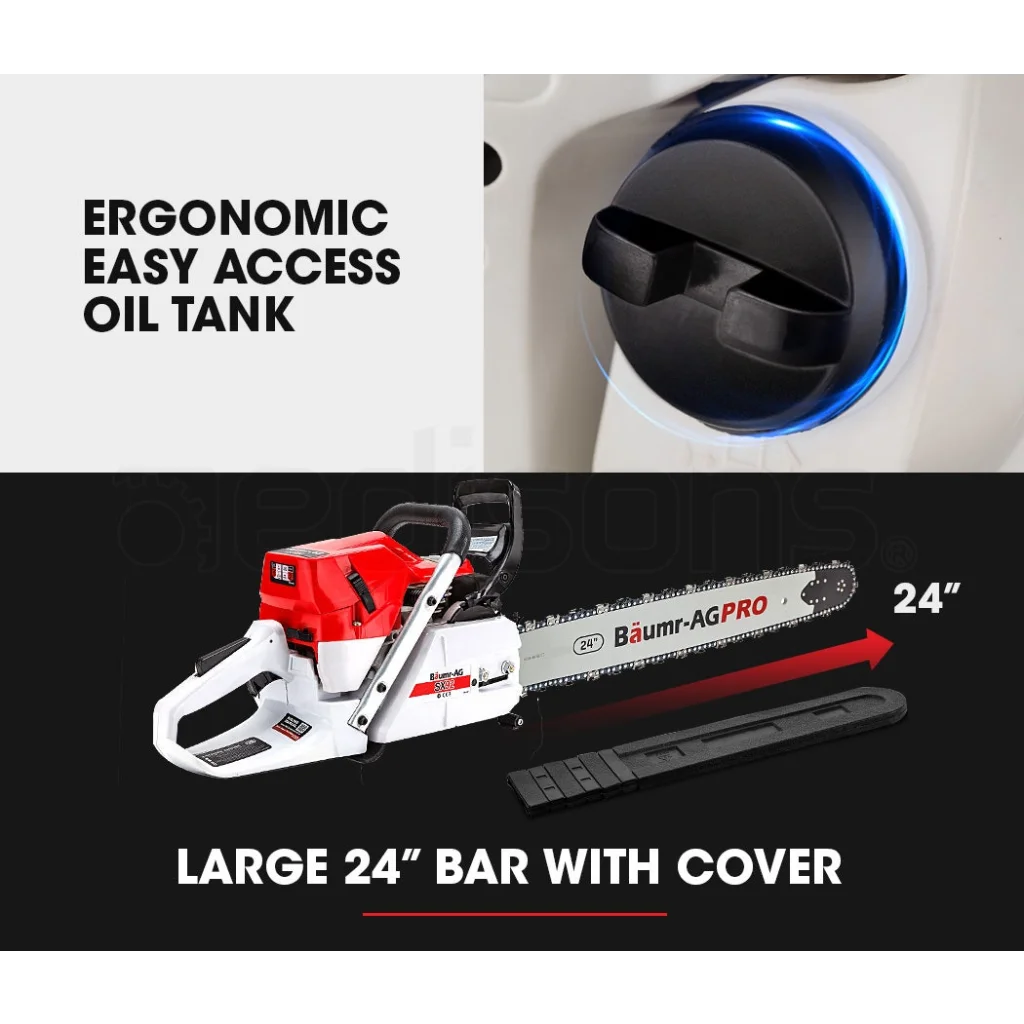 Petrol Commercial Chainsaw 24 Bar E-Start Chain Saw Top