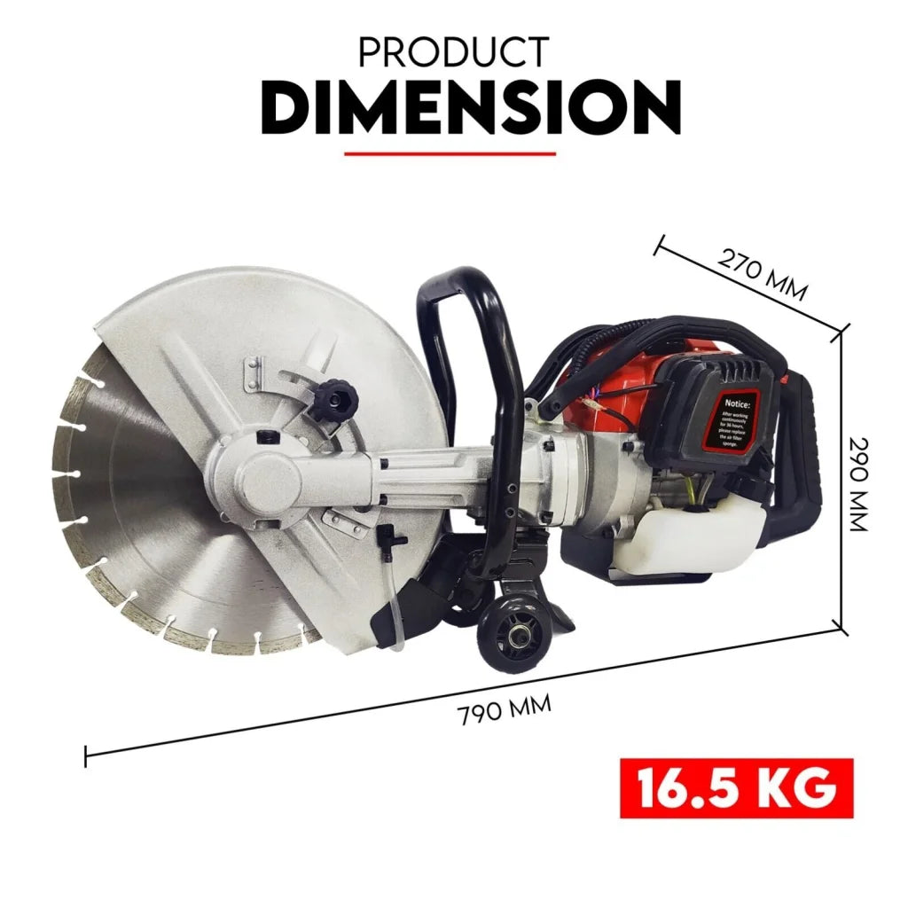 Petrol Demolition Saw 75CC Concrete Cut-Off Wet Demo Road