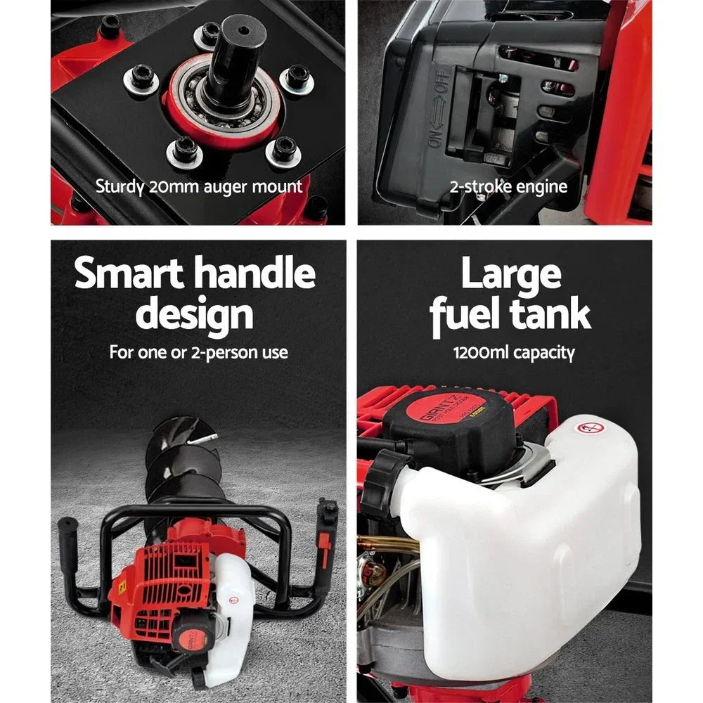 Petrol Post Hole Digger 65CC Drill Borer Fence Extension