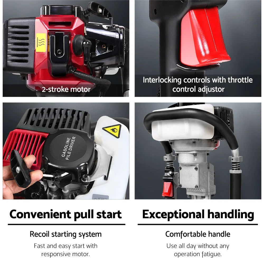 Petrol Post Hole Driver 55CC 2‑Stroke Picket Rammer - Power