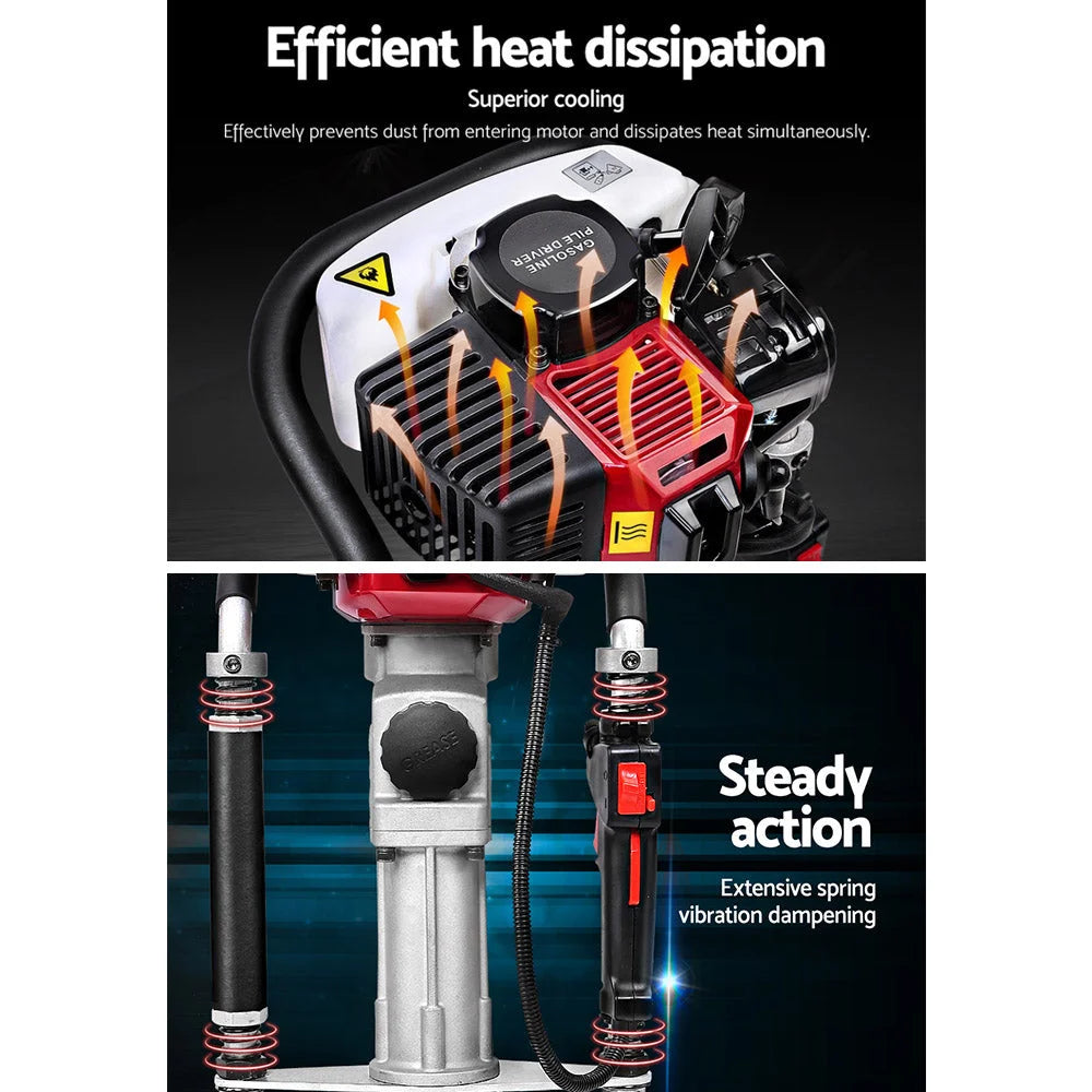 Petrol Post Hole Driver 55CC 2‑Stroke Picket Rammer - Power