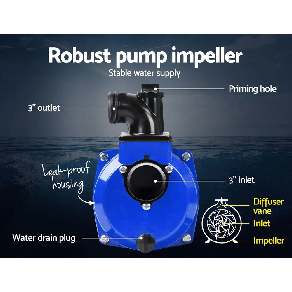 Petrol Water Pump 8HP 3’’ Garden Irrigation Transfer - Blue