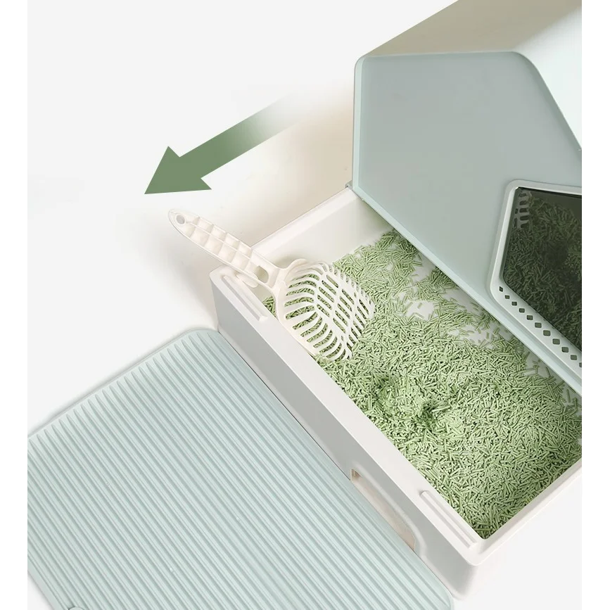 Petwiz Enclosed Cat Litter Box House - Grey - Pet Care >