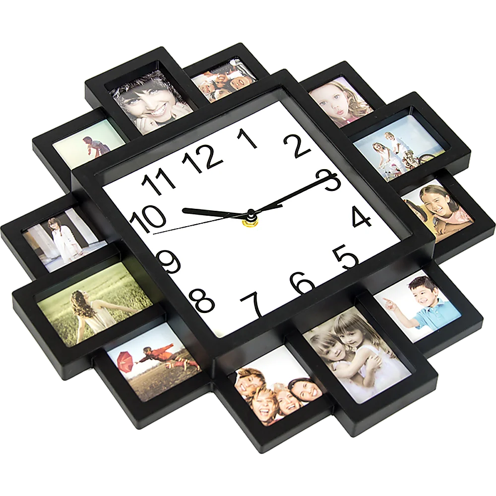 Photo Frame Clock 12-Picture Display Collage Wall Clock