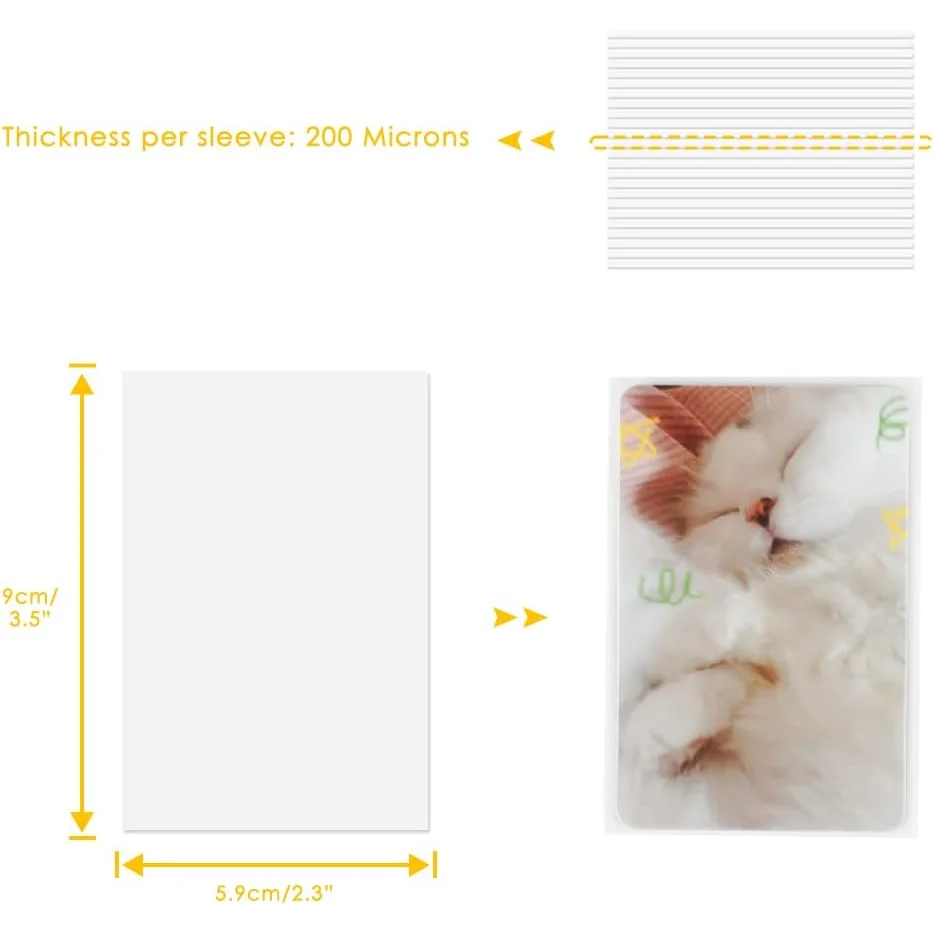 Photocard Sleeves 100 Packs - 200 Microns Kpop (Unsealable)