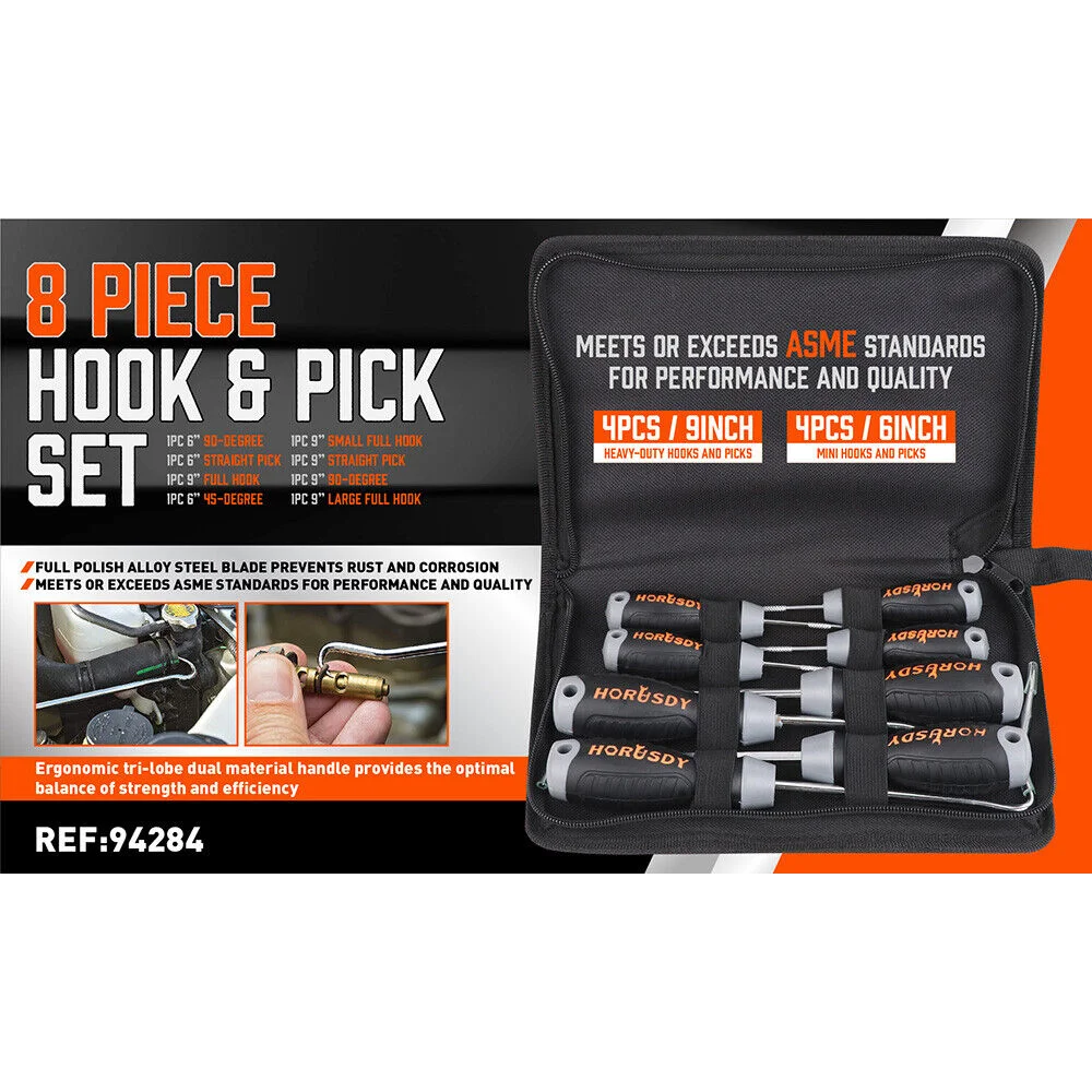Pick and Hook Set 8Pc Oil Seal O-Ring Puller Extractors
